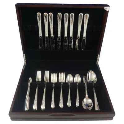 Pre-owned International Silver Blossom Time By International Sterling Silver Flatware Service 8 Set 50 Pieces In Black