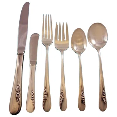 Pre-owned International Silver Blossom Time By International Sterling Silver Flatware Set Service 78 Pieces In Brown