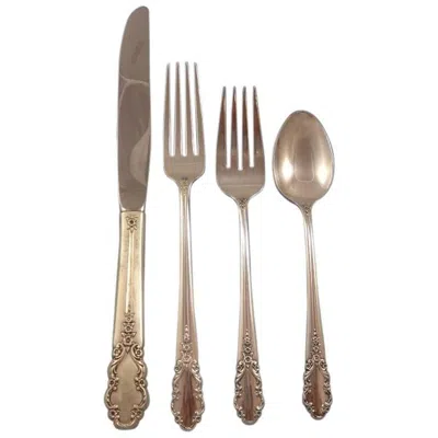 Pre-owned International Silver Bridal Veil By International Sterling Silver Flatware Set 12 Service 77 Pcs In Brown