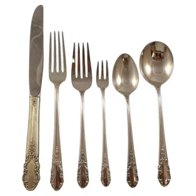 Pre-owned International Silver Bridal Veil By International Sterling Silver Flatware Set 12 Service 79 Pcs In Brown