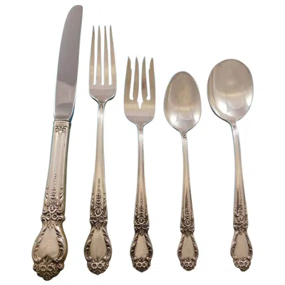 Pre-owned International Silver Brocade By International Sterling Silver Flatware Set 12 Service 62 Pcs Dinner In Brown