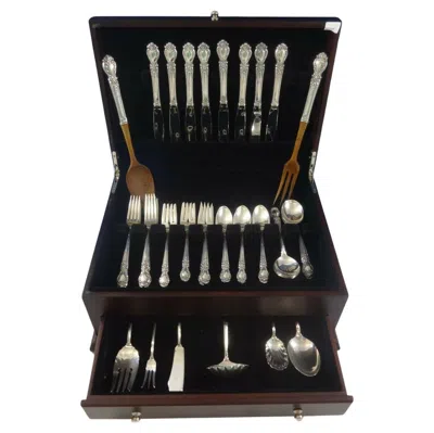 Pre-owned International Silver Brocade By International Sterling Silver Flatware Set For 8 Service 48 Pieces In Black