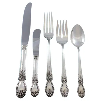 Pre-owned International Silver Brocade By International Sterling Silver Flatware Set For 8 Service 53 Pieces