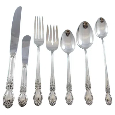 Pre-owned International Silver Brocade By International Sterling Silver Flatware Set For 8 Service 69 Pieces