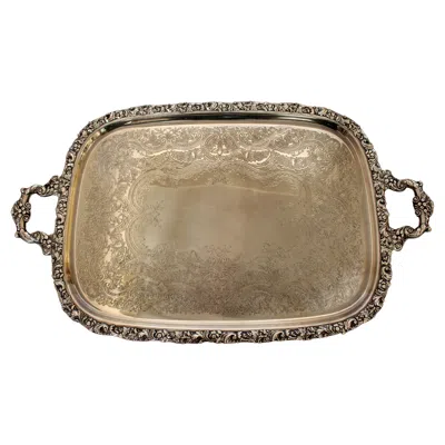 Pre-owned International Silver Circa 1930s Silver Plated Tea Tray By International In Brown