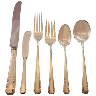 Pre-owned International Silver Courtship By International Sterling Silver Flatware Set For 12 Service 77 Pieces In Sand