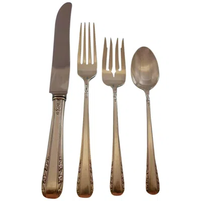 Pre-owned International Silver Courtship By International Sterling Silver Flatware Set For 12 Service 83 Pieces In Brown