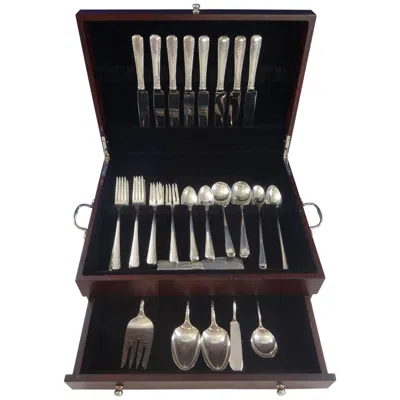 Pre-owned International Silver Courtship By International Sterling Silver Flatware Set For 8 Service 61 Pieces In Black