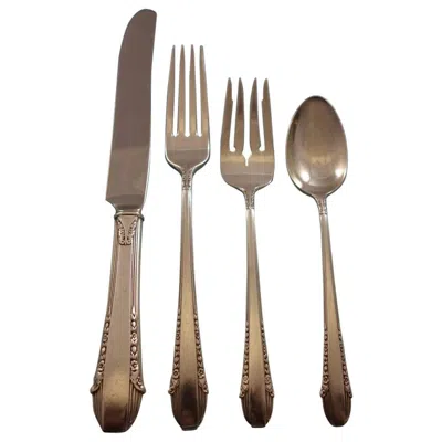 Pre-owned International Silver Enchantress By International Sterling Silver Flatware Set For 8 Service 50 Pcs In Brown