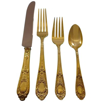 Pre-owned International Silver Fontaine Gold By International Sterling Silver Flatware Set Service 8 Vermeil