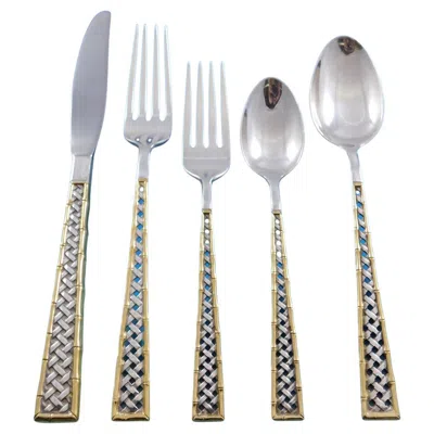 Pre-owned International Silver Golden Trade Winds By International Sterling Silver Flatware Set 66 Pcs Bamboo