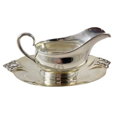 Pre-owned International Silver International Royal Danish Sterling Silver Gravy Boat On Stand In Brown