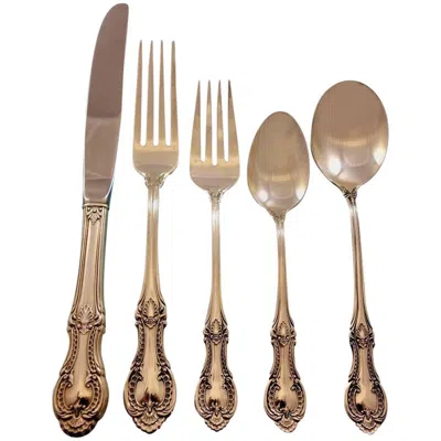 Pre-owned International Silver Lambeth Manor By International Sterling Silver Flatware Set For 8 Service 40 Pcs In Brown