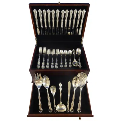 Pre-owned International Silver Mademoiselle By International Sterling Silver Flatware Set 12 Service 67 Pieces In Black