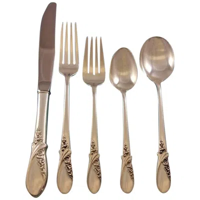 Pre-owned International Silver May Melody By International Sterling Silver Flatware Set For 12 Service 62 Pcs In Brown