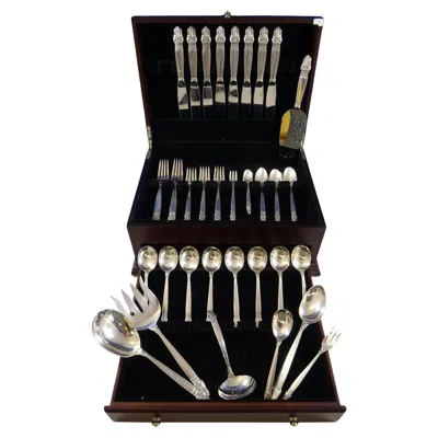 Pre-owned International Silver Norse By International Sterling Silver Dinner Flatware Set 8 Service 63 Pieces In Black