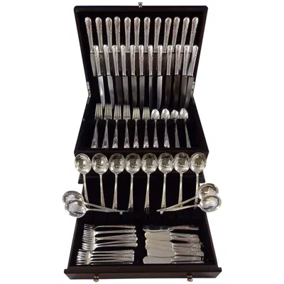 Pre-owned International Silver Orchid By International Sterling Silver Flatware Dinner Service Set 120 Pieces In Purple