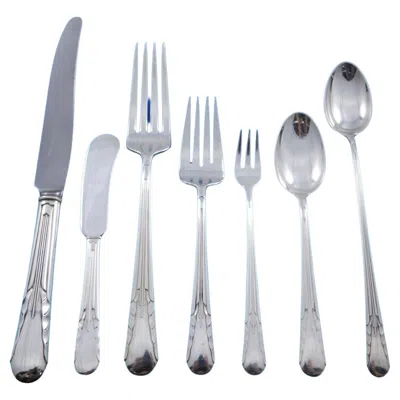 Pre-owned International Silver Orchid By International Sterling Silver Flatware Set For 8 Service 68 Pcs Dinner In Purple