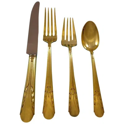 Pre-owned International Silver Orchid Gold By International Sterling Silver Flatware Set For 6 Service Vermeil In Purple