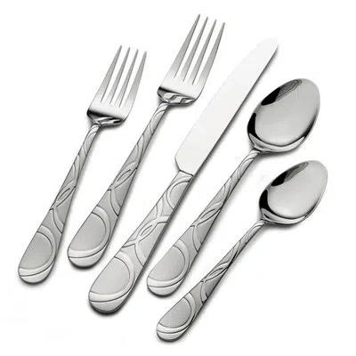 International Silver Pfaltzgraff Garland Frost 20-piece Stainless Steel Flatware Set, Service For 4 In Silver
