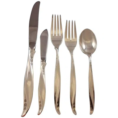 Pre-owned International Silver Pine Spray By International Sterling Silver Flatware 12 Set Service 65 Pieces In Brown