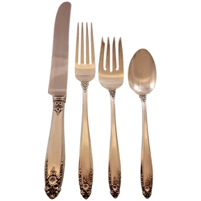 Pre-owned International Silver Prelude By International Sterling Silver Flatware Set For 8 Service 32 Pieces In Brown