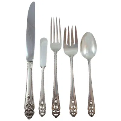 Pre-owned International Silver Queen's Lace By International Sterling Silver Flatware Set Service 67 Pieces