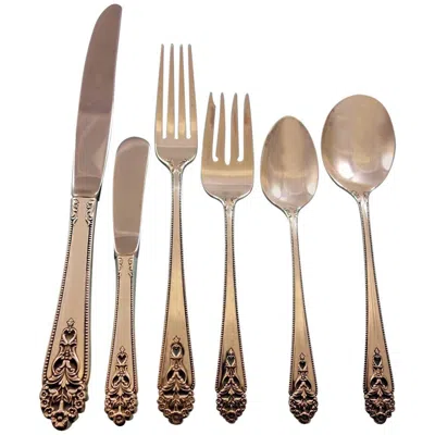 Pre-owned International Silver Queen's Lace By International Sterling Silver Flatware Set Service 82 Pcs Dinner In Brown