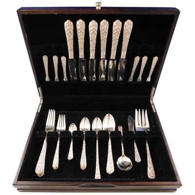 Pre-owned International Silver Radiant Rose By International Sterling Silver Flatware Service Set 51 Pcs Dinner In Red