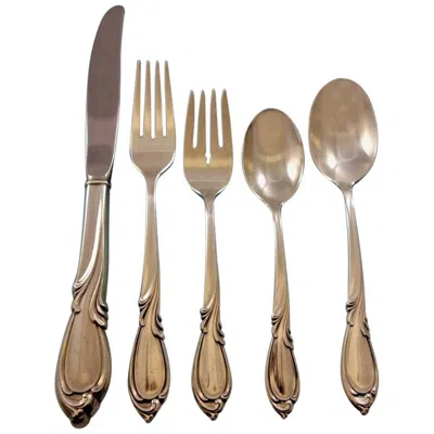 Pre-owned International Silver Rhapsody By International Sterling Silver Flatware Set For 8 Service 40 Pieces In Brown