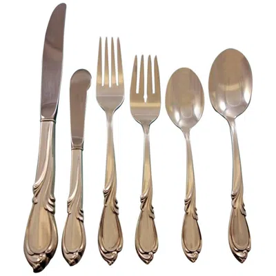 Pre-owned International Silver Rhapsody By International Sterling Silver Flatware Set For 8 Service 49 Pcs In Brown