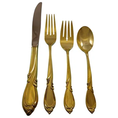 Pre-owned International Silver Rhapsody Gold By International Sterling Silver Flatware Service 12 Set Vermeil