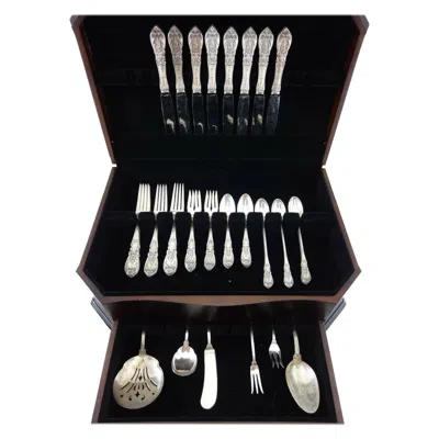Pre-owned International Silver Richelieu By International Sterling Silver Dinner Flatware Set Service 45 Pieces In Black