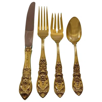 Pre-owned International Silver Richelieu Gold By International Sterling Silver Flatware Service 12 Set Vermeil