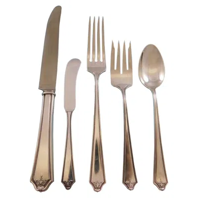 Pre-owned International Silver Rosalind New By International Sterling Silver Flatware Set For 8 Service 44 Pcs In Brown