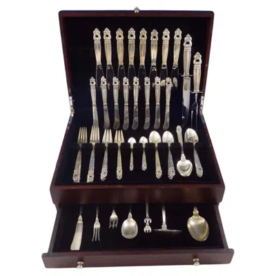 Pre-owned International Silver Royal Danish By International Sterling Silver Flatware Set 8 Service 65 Pieces In Black