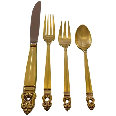 Pre-owned International Silver Royal Danish Gold By International Sterling Silver Flatware Set Service Vermeil