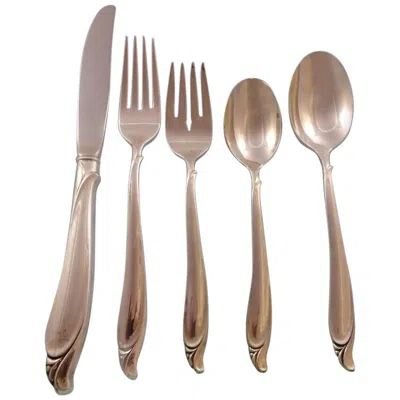Pre-owned International Silver Sculptured Beauty By International Sterling Silver Flatware Service Set, 43 Pcs In Black