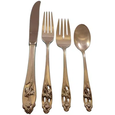 Pre-owned International Silver Silver Iris By International Sterling Silver Flatware Set 8 Service, 50 Pieces In Brown