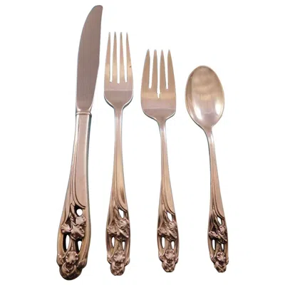 Pre-owned International Silver Silver Iris By International Sterling Silver Flatware Set For 8 Service 32 Pcs In Brown