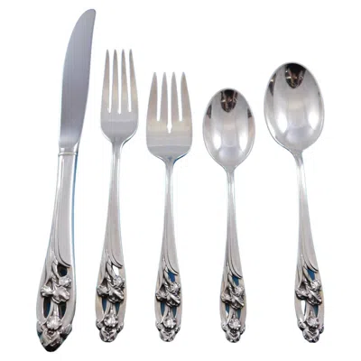 Pre-owned International Silver Silver Iris By International Sterling Silver Flatware Set For 8 Service 43 Pcs