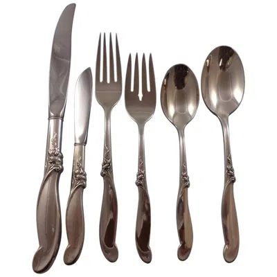 Pre-owned International Silver Silver Melody By International Sterling Silver Flatware Set 12 Service 72 Pieces In Black
