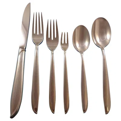 Pre-owned International Silver Silver Rhythm By International Sterling Silver Flatware Set 12 Service 79 Pieces In Black