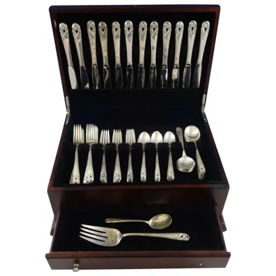 Pre-owned International Silver Spring Glory By International Sterling Silver Flatware Service 12 Set 62 Pieces In Black