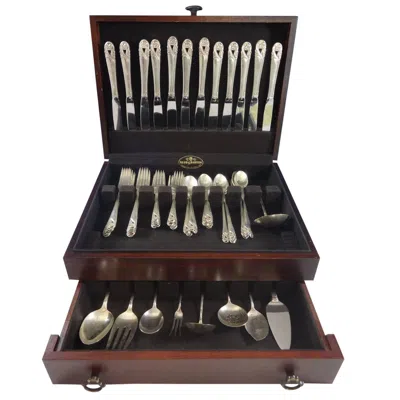 Pre-owned International Silver Spring Glory By International Sterling Silver Flatware Service 12 Set 69 Pieces In Black