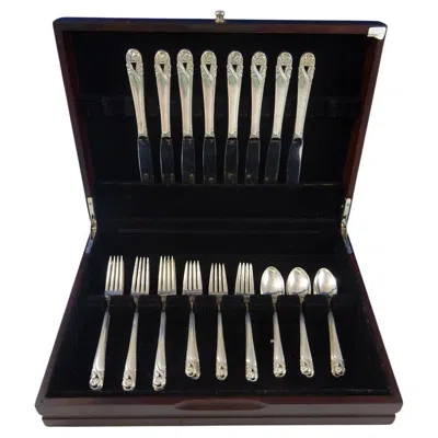 Pre-owned International Silver Spring Glory By International Sterling Silver Flatware Service 8 Set 32 Pieces In Black