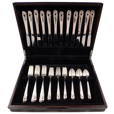 Pre-owned International Silver Spring Glory By International Sterling Silver Flatware Service For 12 Set 48 Pcs In Black