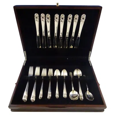 Pre-owned International Silver Spring Glory By International Sterling Silver Flatware Set For 8 Service 41 Pcs In Black
