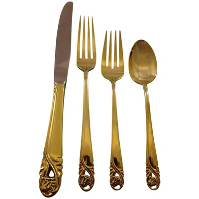 Pre-owned International Silver Spring Glory Gold By International Sterling Silver Flatware Service Set For 12