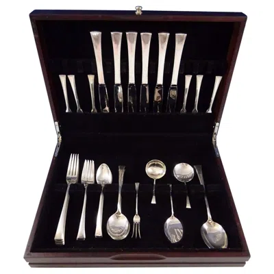 Pre-owned International Silver Tranquility By International Sterling Silver Flatware Service For Six Set 41 Pcs In Black